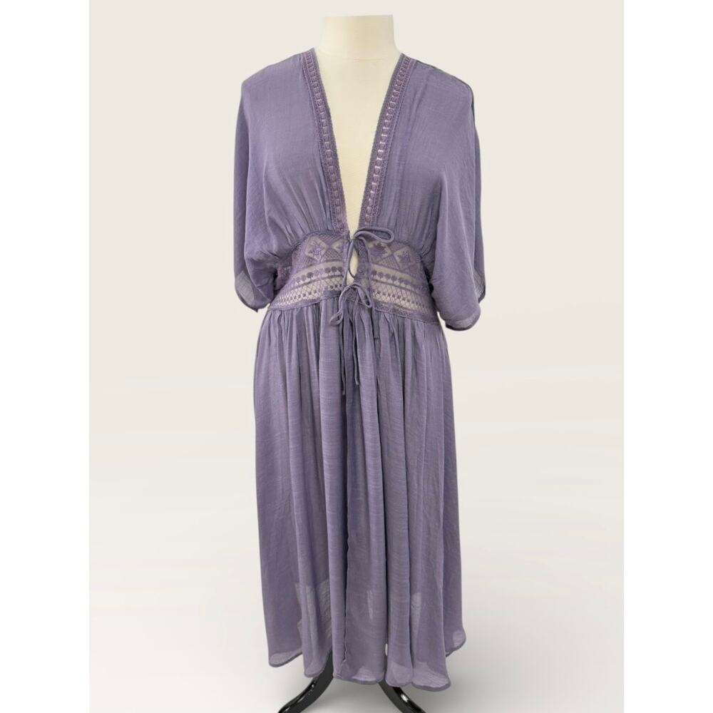 Indigo Thread co. Boho Lavender Kimono Style, Tie Front Cover Up, Size 1X